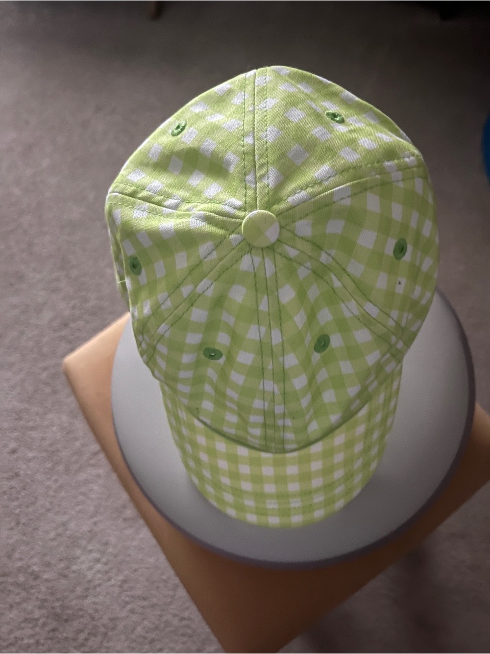 Roller Rabbit Remi Lime Green & White Gingham Cap